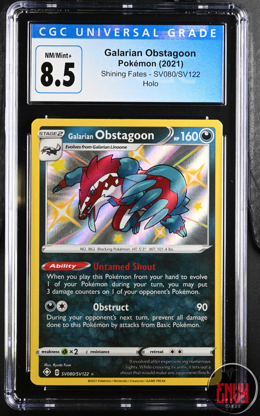 Galarian Obstagoon Sv080/sv122 Shiny Vault Holo Pokemon CGC 8.5 Nm/mint+