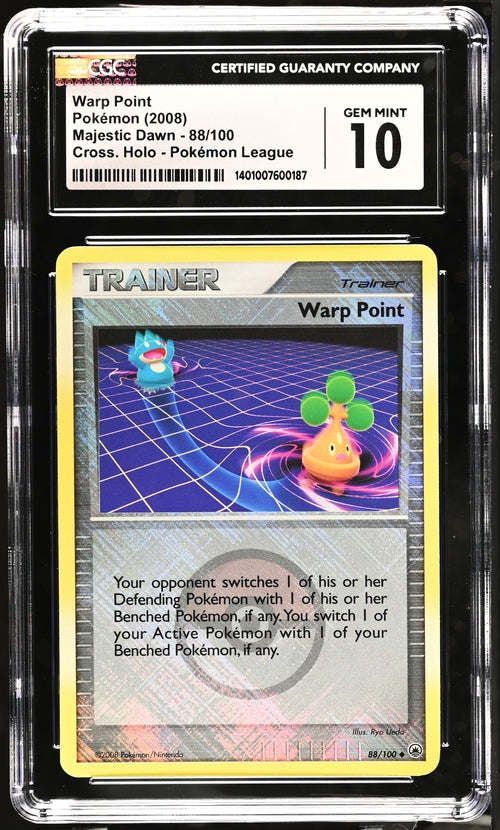 Warp Point Crosshatch Holo Pokemon League Majestic Dawn 88/100 CGC 10