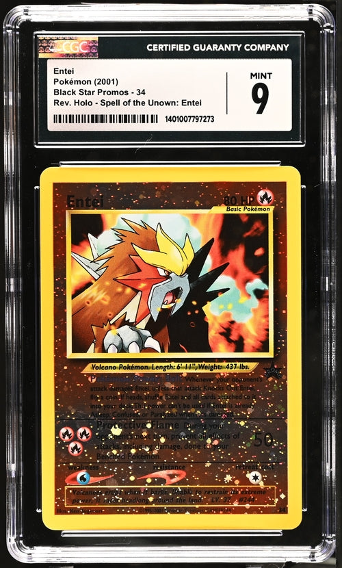 Entei Reverse Holo Black Star Promo 34 CGC 9