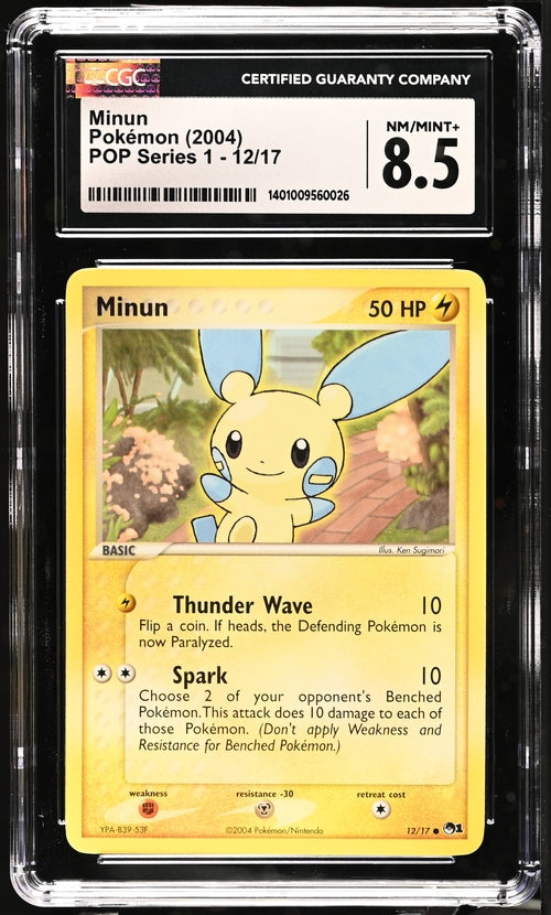 Minun Non-Holo Pop Series 1 12/17 CGC 8.5