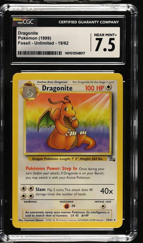 Dragonite Fossil Unlimited 19/62 CGC 7.5