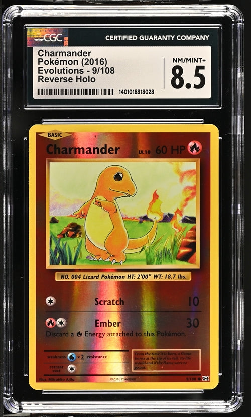 Charmander Reverse Holo Evolutions 9/108 CGC 8.5