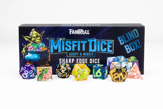 Fanroll Dice: Mystery Misfit Sharp Edge Resin Polyhedral Dice Set
