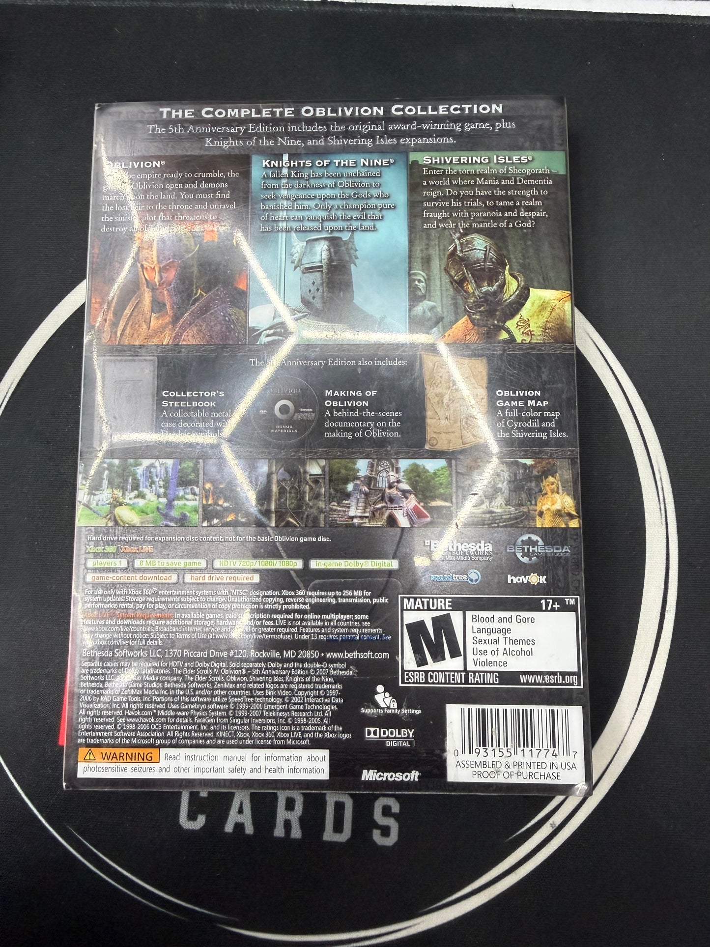 The Elder Scrolls IV Oblivion 5th Anniversary Edition Xbox 360 3-Disc Set (FACTORY SEALED)