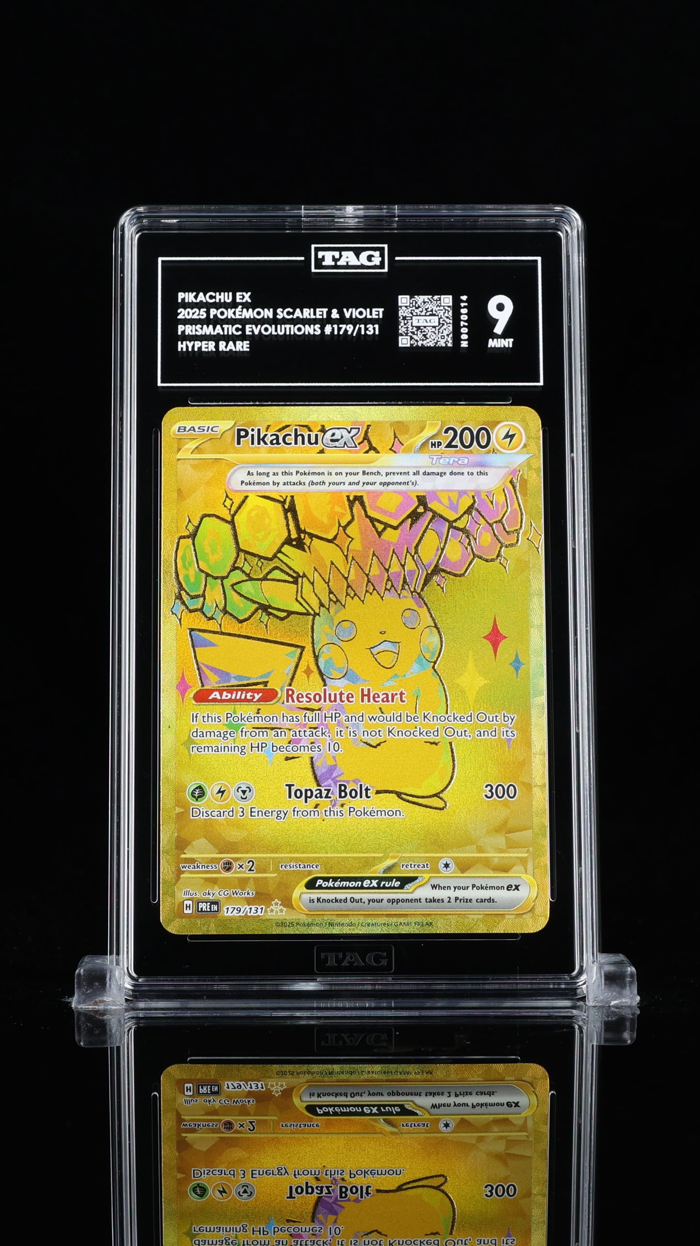 Pikachu EX HR Gold Prismatic Evolutions 179/131 TAG 9