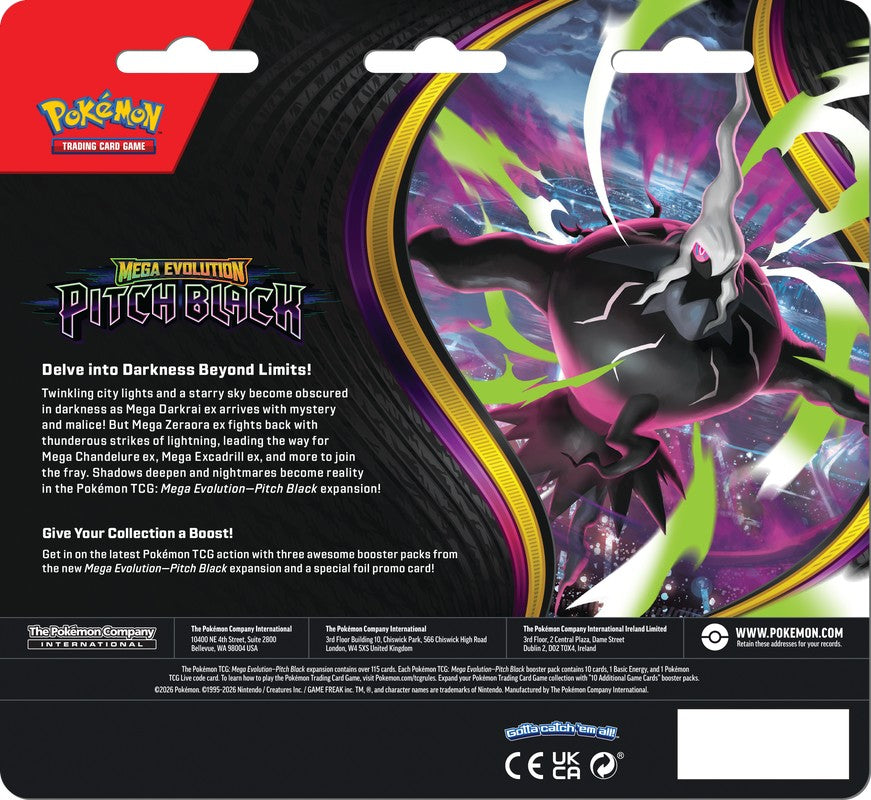 Pokemon TCG: Mega Evolution: Pitch Black ME05 3-Pack Blister