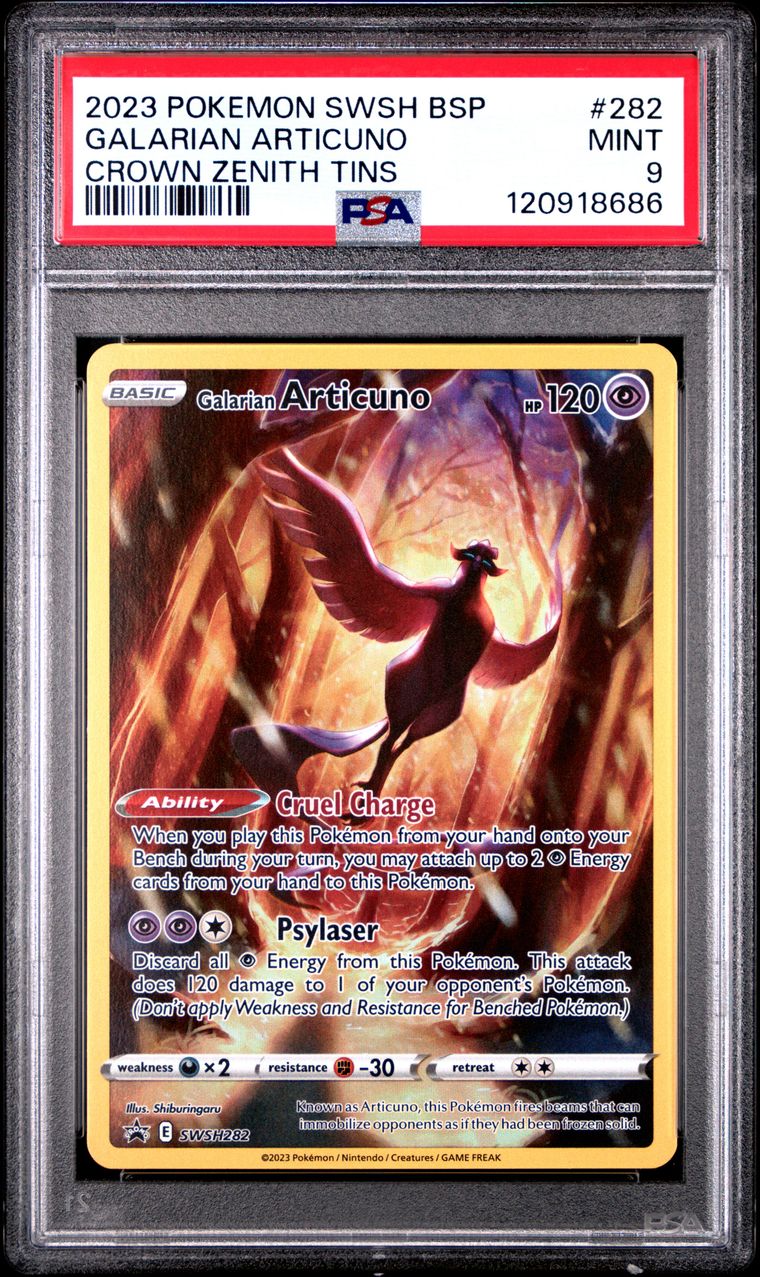 GALARIAN ARTICUNO CROWN ZENITH TIN 2023 POKEMON SWSH BLACK STAR PROMO #282 PSA 9