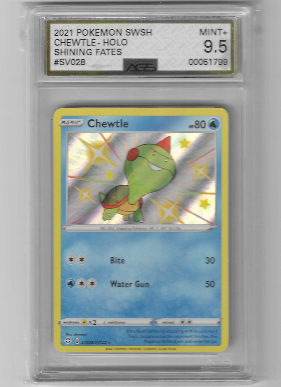 Chewtle Baby Shiny Shining Fates SV028/SV122 AGS 9.5