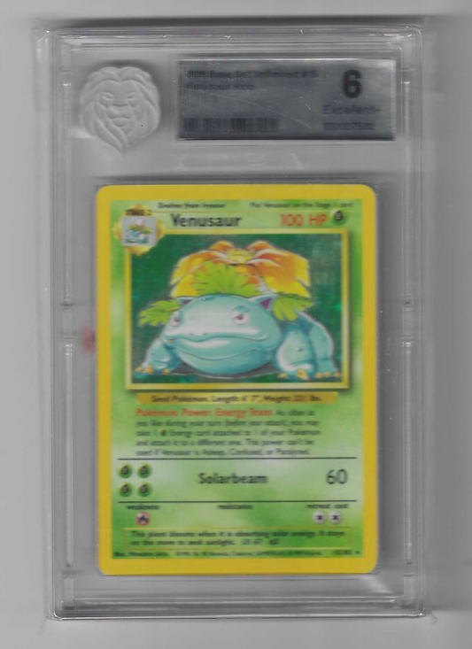 Venusaur Holo Base Set Unlimited 15/102 Koba Grading 6
