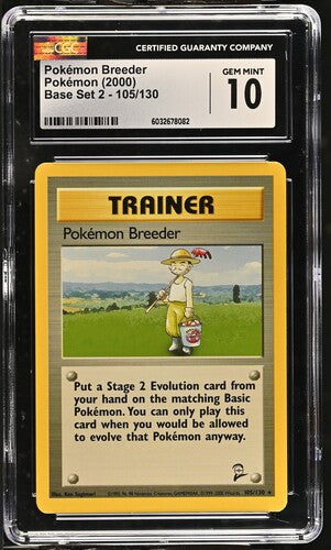 Pokemon Breeder Non Holo Base Set 2 105/130 CGC 10