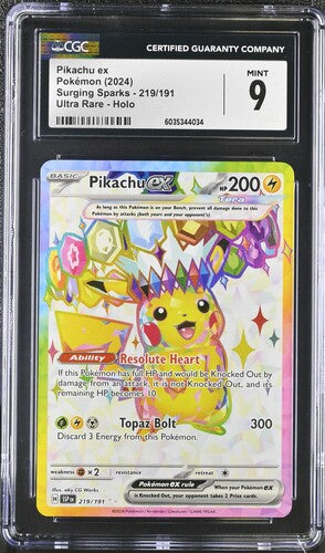 Pikachu ex Full Art Surging Sparks 219/191 CGC 9