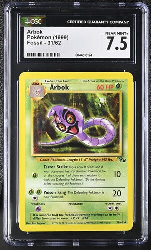 Arbok Non Holo Unlimited Fossil 31/62 CGC 7.5