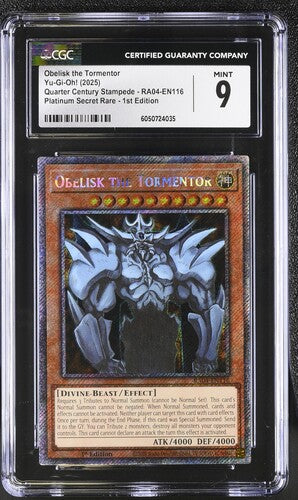 Obelisk the Tormentor Platinum Secret Rare Quarter Century Stampede CGC 9