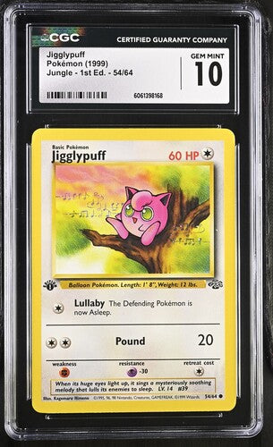 Jigglypuff 1st Edition Jungle Non-Holo 54/64 CGC 10
