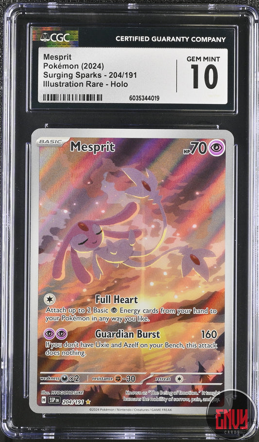 Mesprit 204/191 Illustration Rare Holo Surging Sparks Pokemon CGC 10 Gem Mint