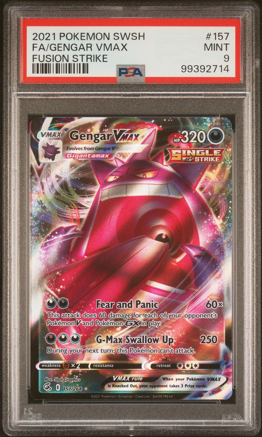 GENGAR VMAX/FA FUSION STRIKE 2021 POKEMON SWORD & SHIELD FUSION STRIKE #157 PSA 9