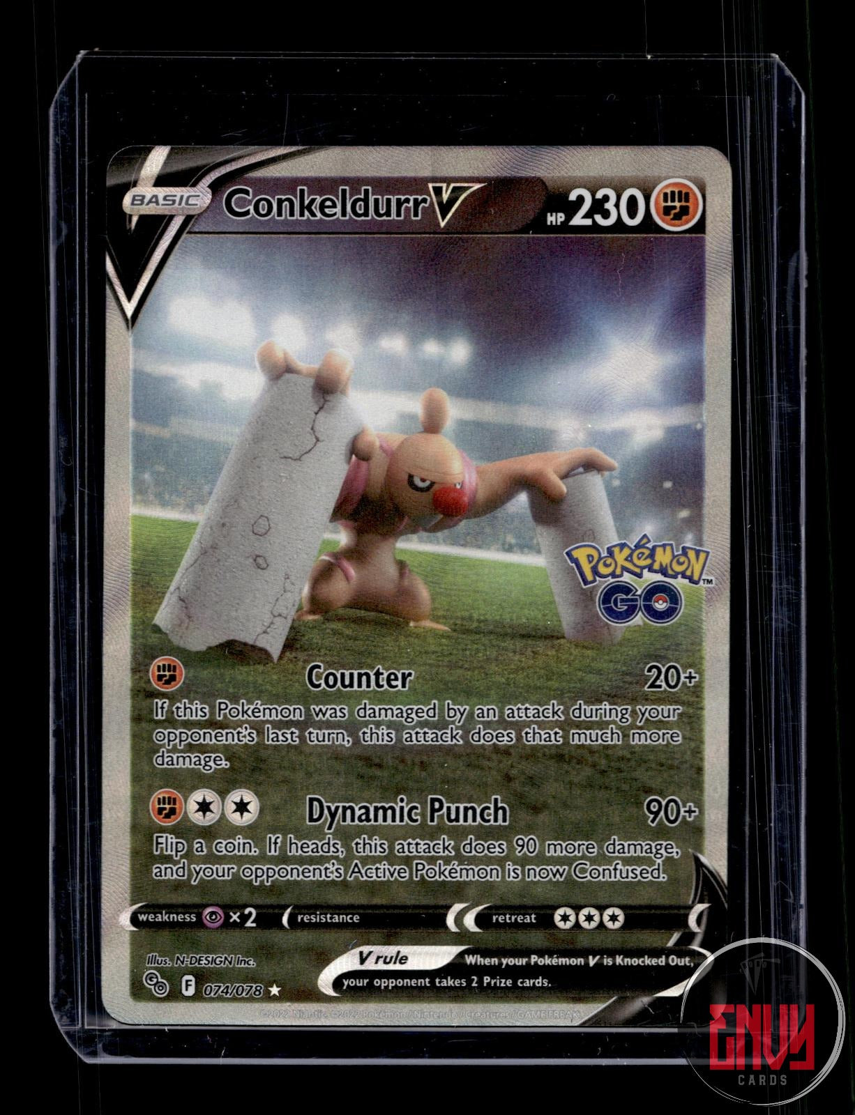 Conkeldurr V Near Mint 074/078 Ultra Rare Pokemon GO Pokemon Holo