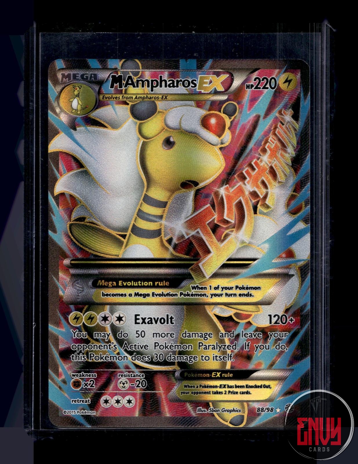 M Ampharos EX Lightly Played 88/98 Ultra Rare Ancient Origins Pokemon Holo