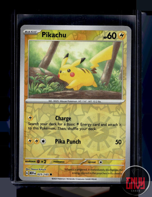 Pikachu Near Mint 025/165 Common 151 Pokemon Reverse Holo