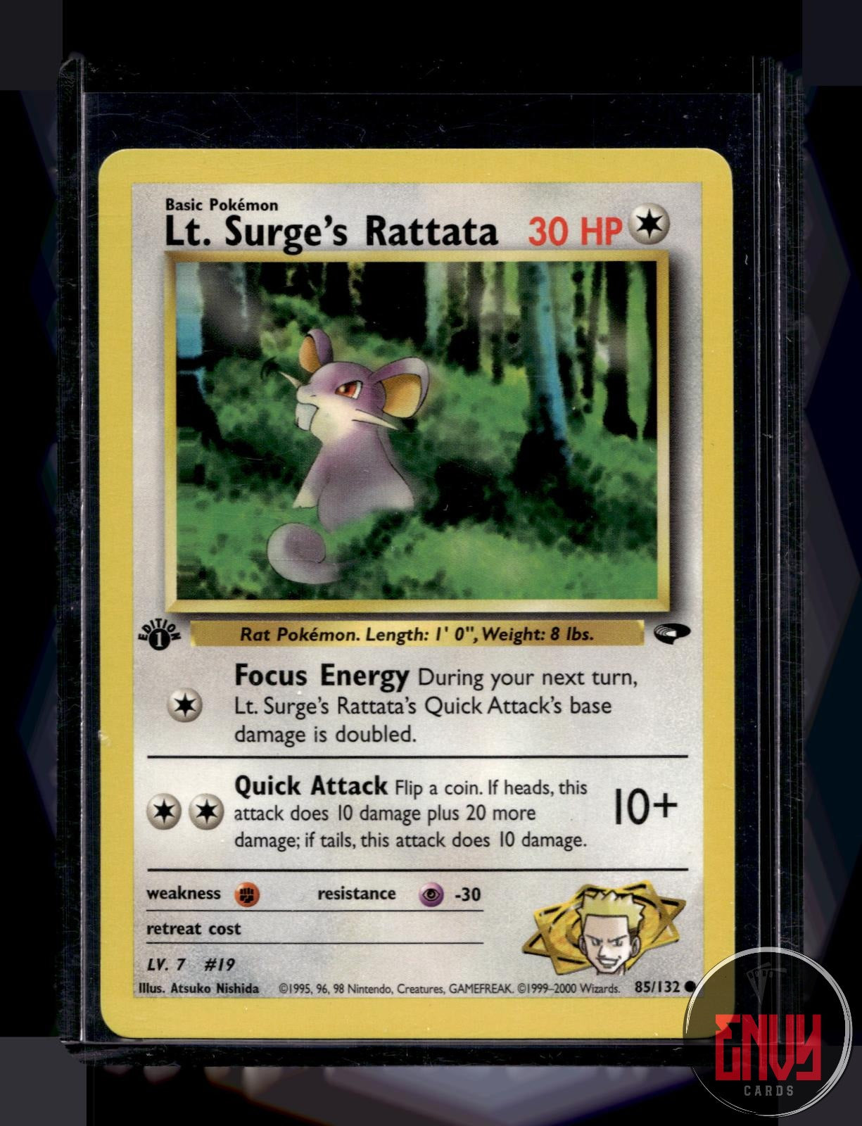 Lt. Surge's Rattata LP 85/132 Common Gym Challenge Pokemon 1st Edition