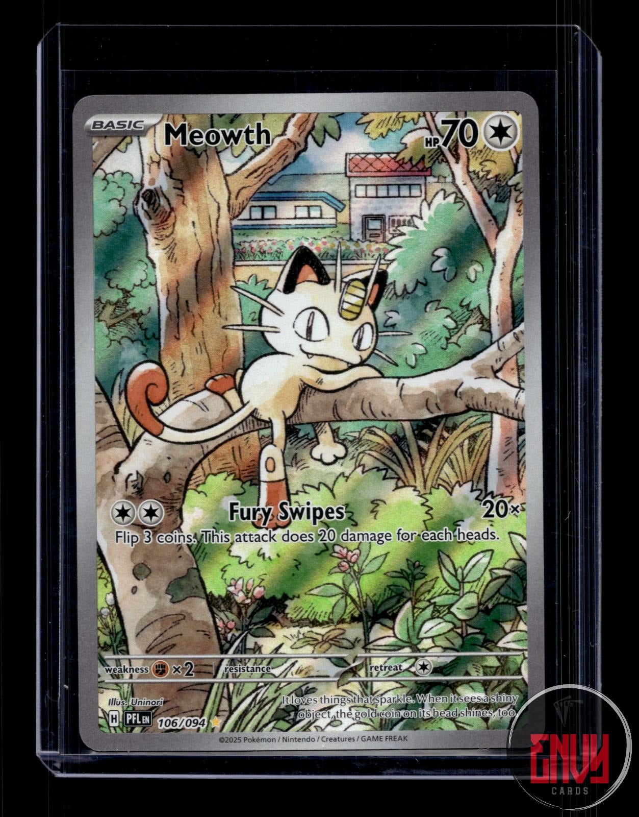 Meowth Near Mint 106/094 Illustration Rare Phantasmal Flames Pokemon Holo
