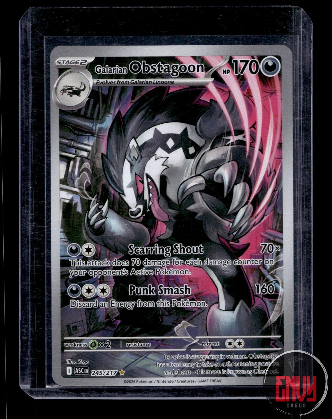 Galarian Obstagoon Near Mint 245/217 Illustration Rare Ascended Heroes Pokemon