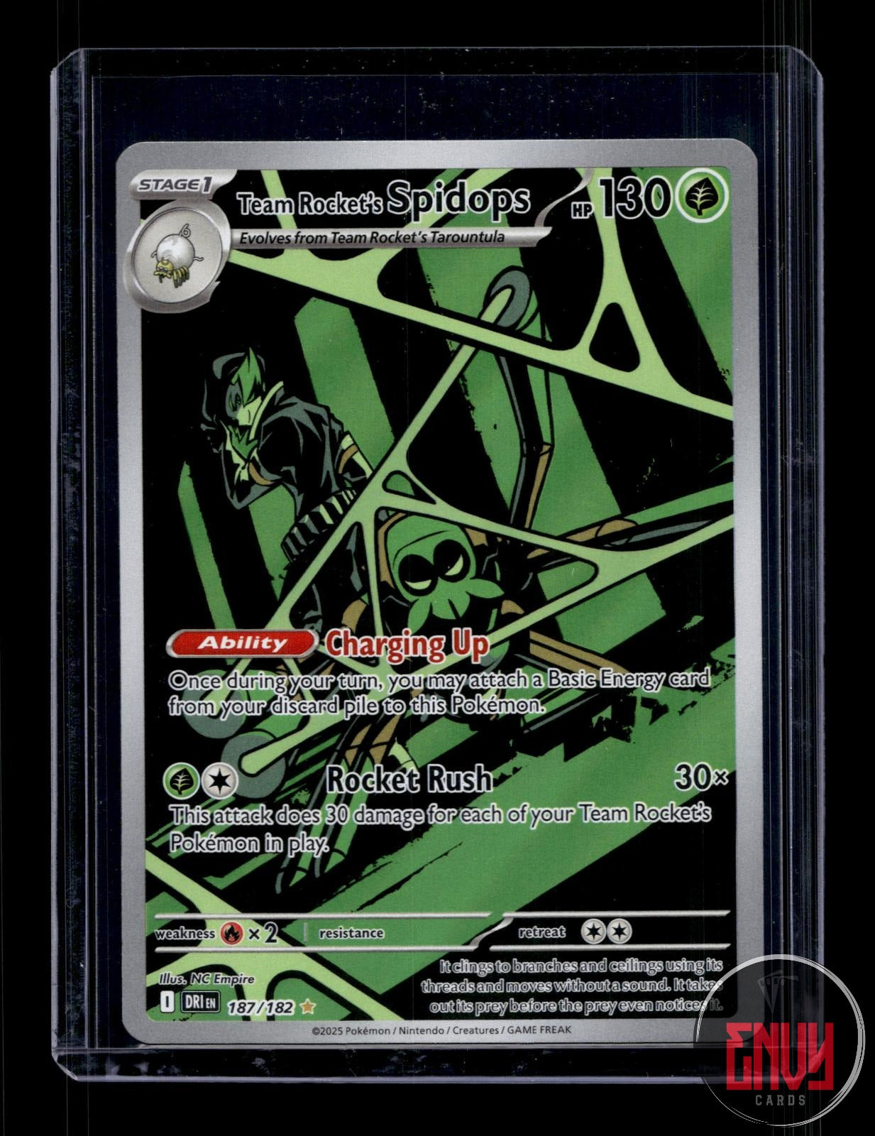 Team Rocket's Spidops LP 187/182 Illustration Rare Destined Rivals Pokemon Holo
