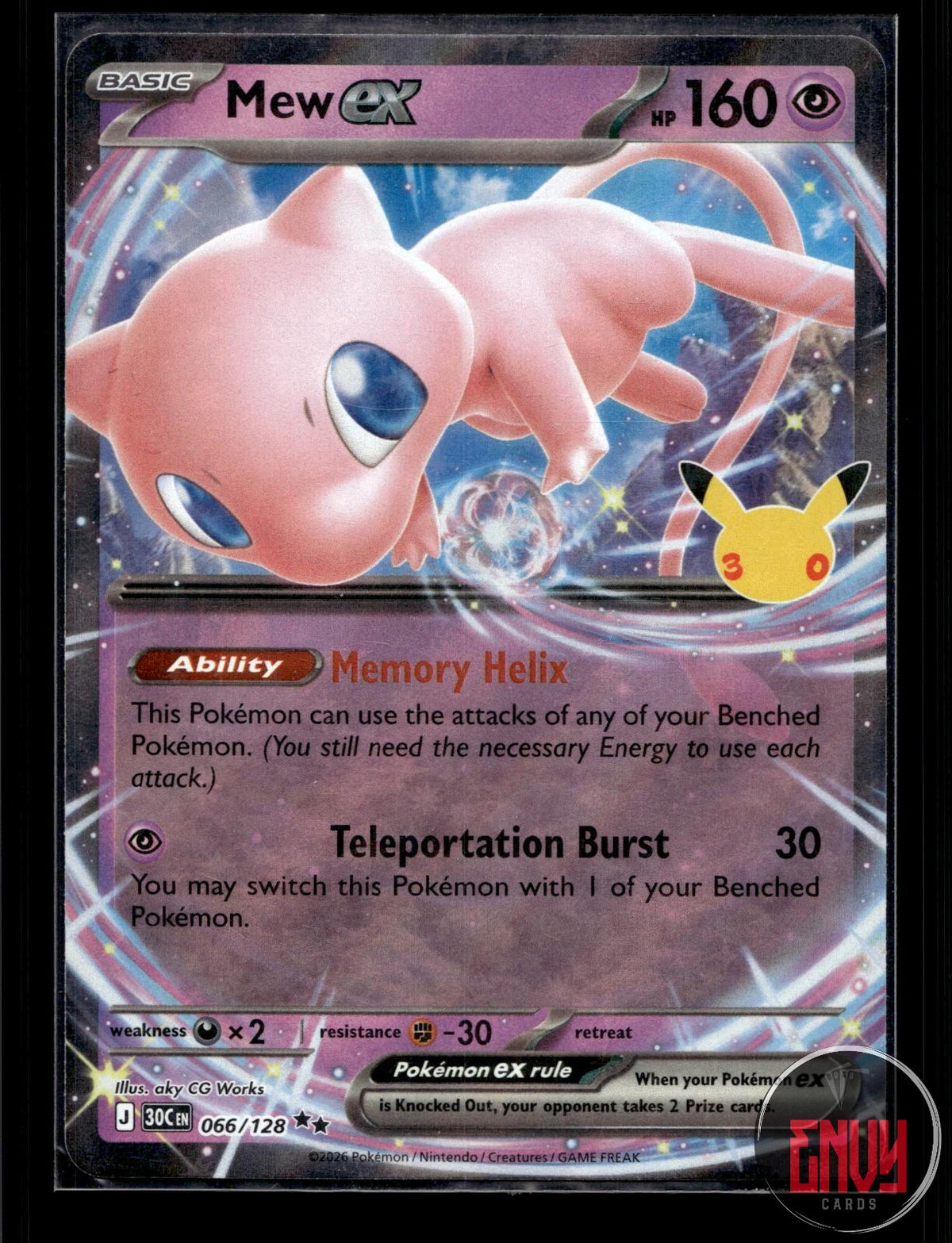 Mew ex NM 066/128 RR ME: 30th Celebration Pokemon Holo