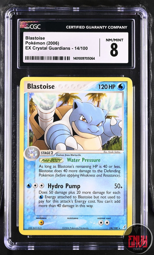 Blastoise 14/100 EX Crystal Guardians Pokemon CGC 8 Nm/Mint