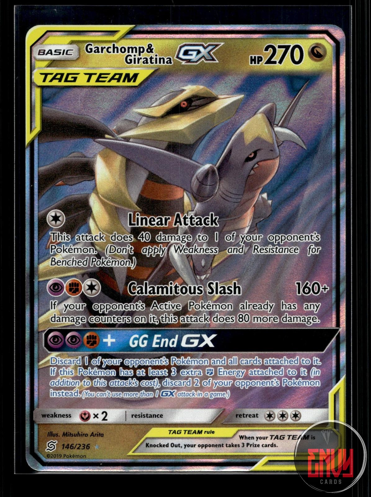 Garchomp & Giratina GX DMG 146/236 UR Unified Minds Pokemon Holo