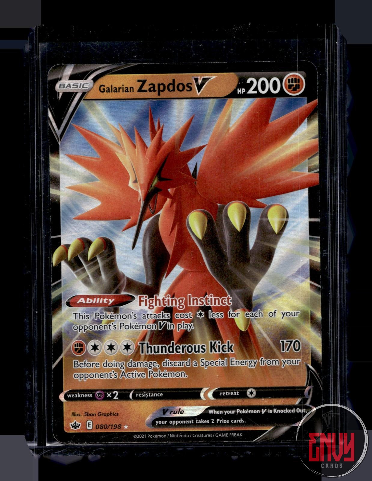 Galarian Zapdos V Near Mint 080/198 V Rare Chilling Reign Pokemon Holo