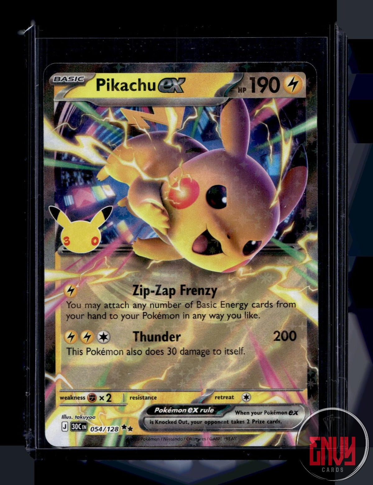 Pikachu ex NM 054/128 RR ME: 30th Celebration Pokemon Holo