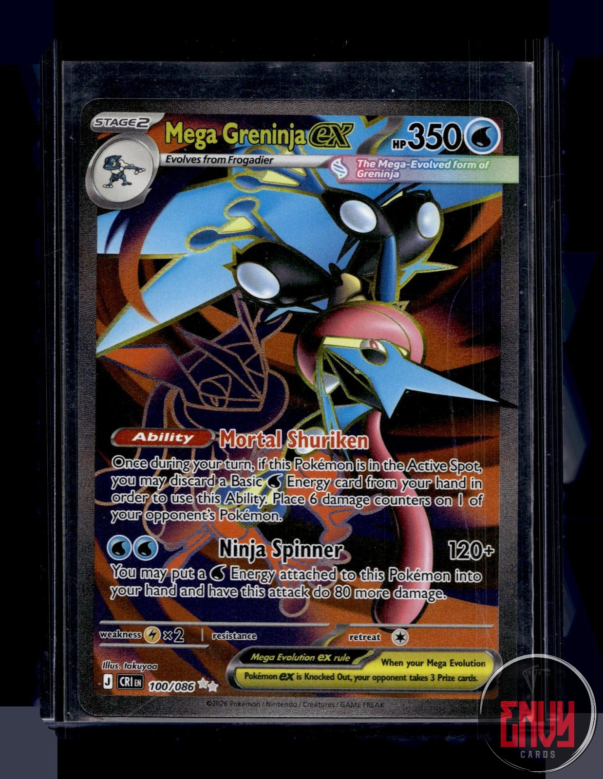 Mega Greninja ex Near Mint 100/086 Ultra Rare Chaos Rising Pokemon Holo