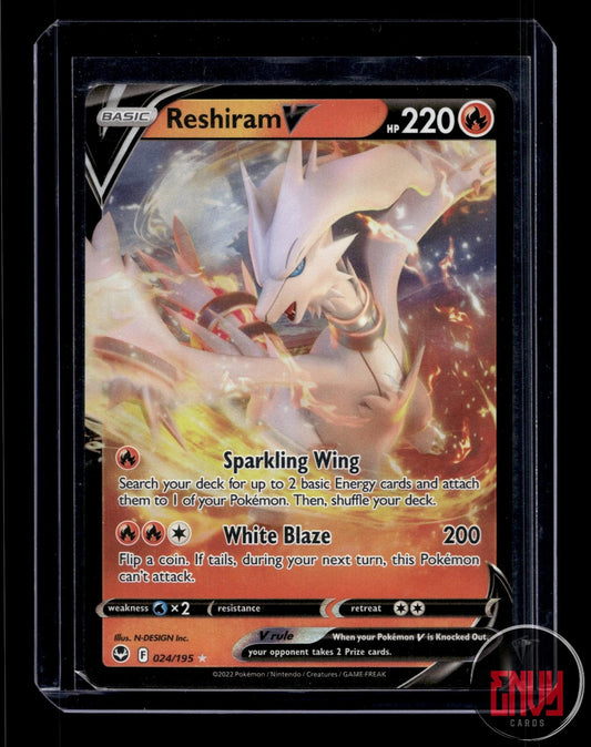 Reshiram V Near Mint 024/195 V Rare Silver Tempest Pokemon