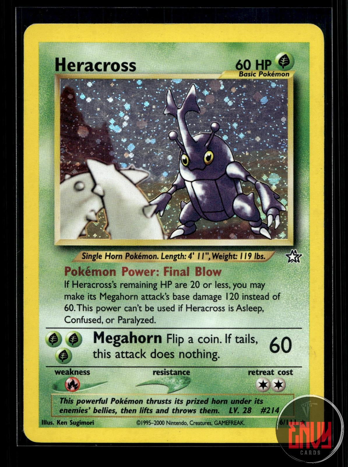 Heracross MP 6/111 R Neo Genesis Pokemon Unlimited Holo