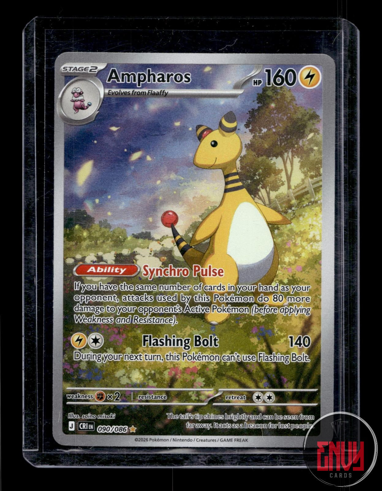 Ampharos Near Mint 090/086 Shiny Rare ME04: Chaos Rising Pokemon