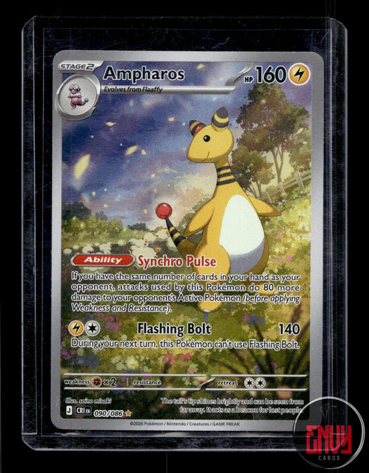 Ampharos Near Mint 090/086 Shiny Rare ME04: Chaos Rising Pokemon