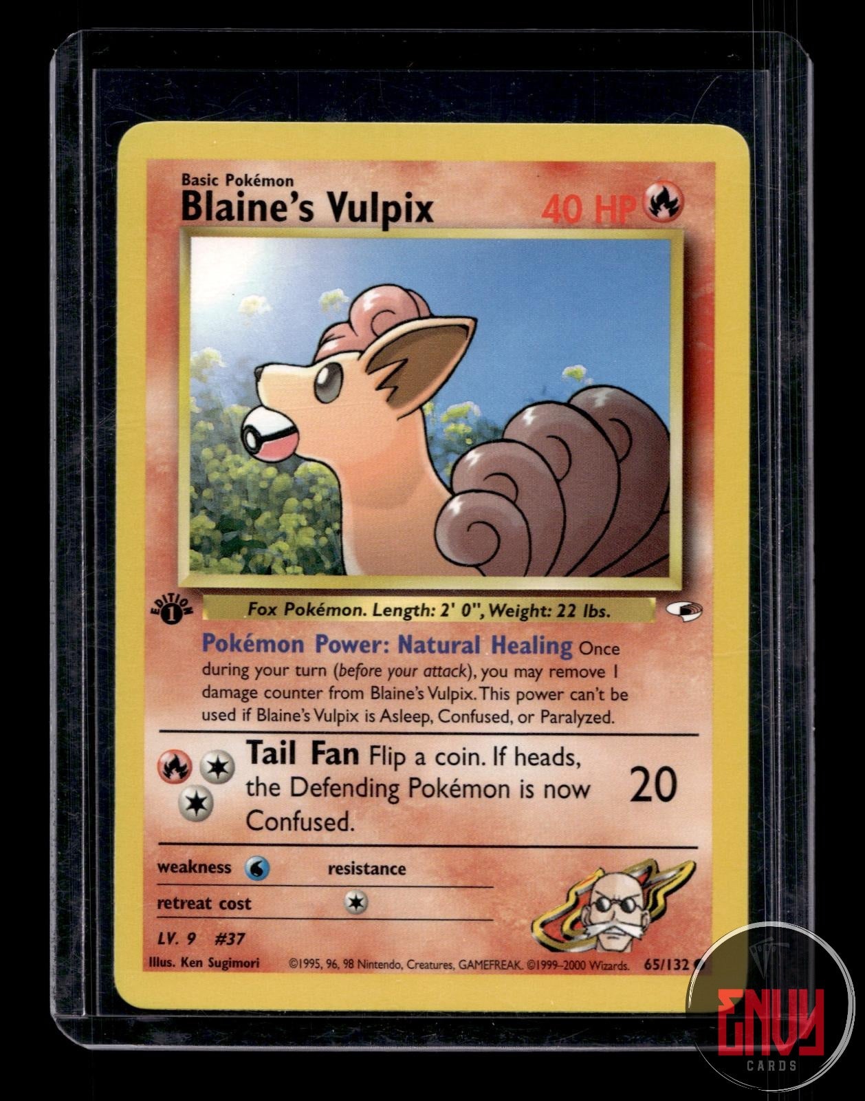 Blaine's Vulpix Lightly Played 65/132 Common Gym Heroes Pokemon 1st Edition