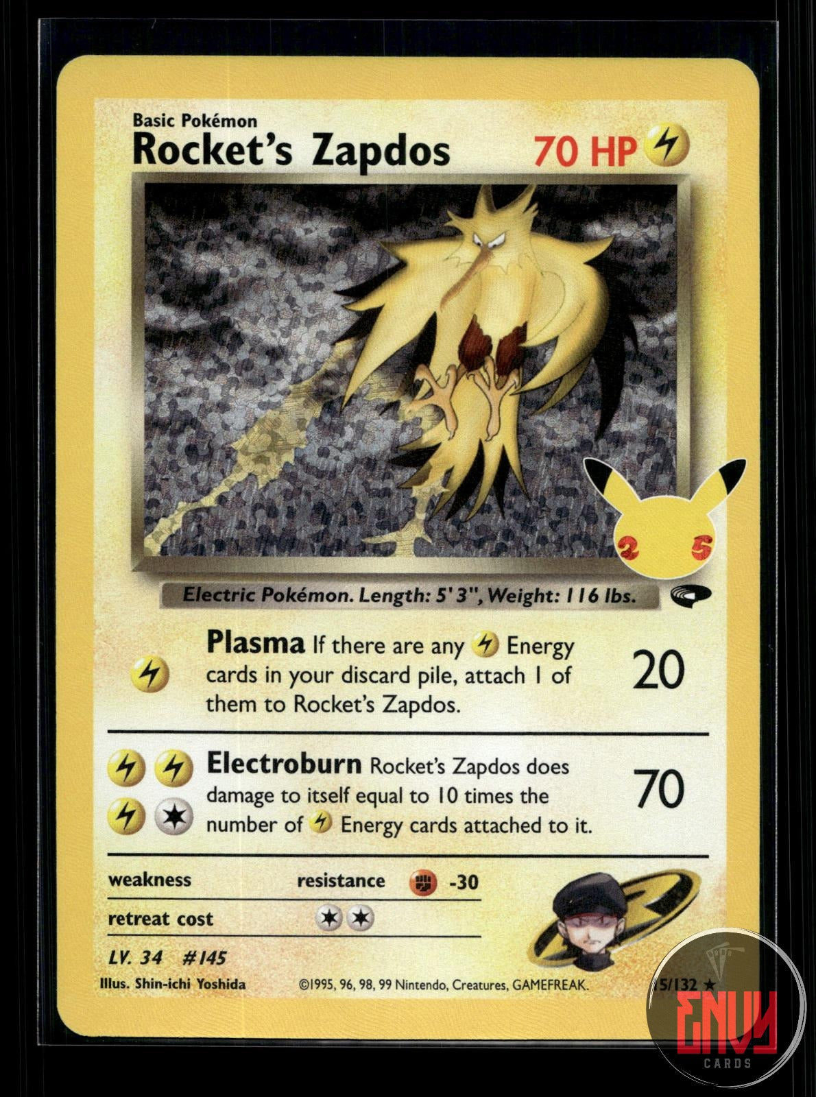 Rocket's Zapdos NM 15/132 Celebrations: Classic Collection Pokemon Holo