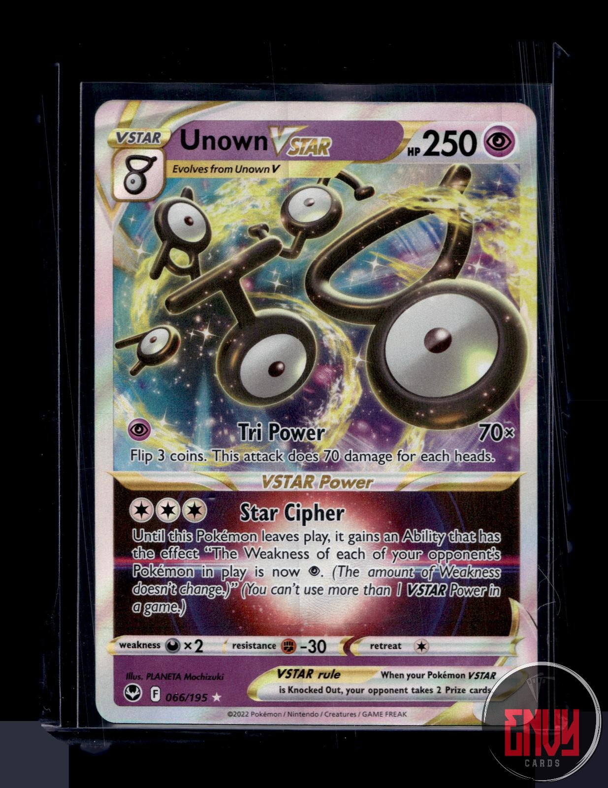 Unown VSTAR Near Mint 066/195 VSTAR Rare Silver Tempest Pokemon