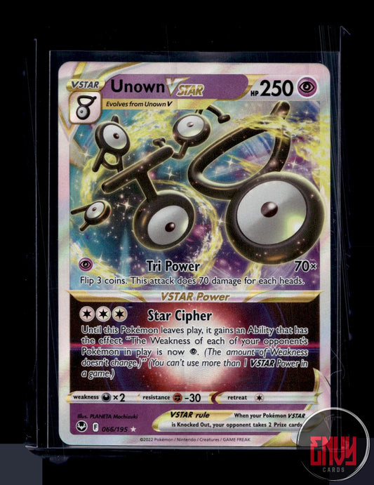 Unown VSTAR Near Mint 066/195 VSTAR Rare Silver Tempest Pokemon