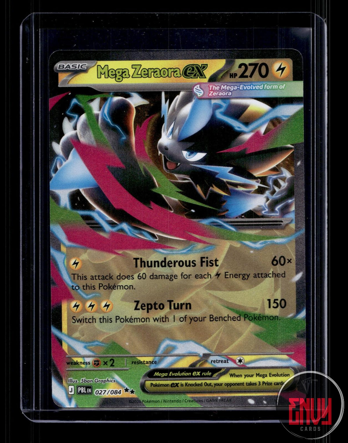 Mega Zeraora ex Near Mint 027/084 Double Rare Pitch Black Pokemon Holo