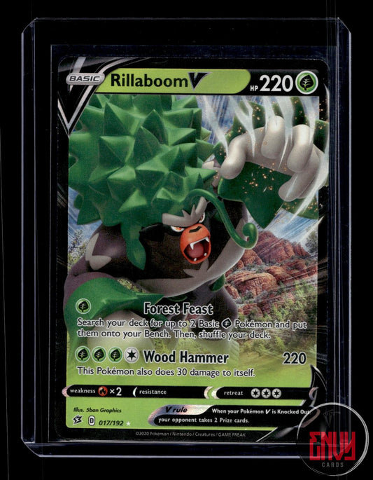 Rillaboom V Lightly Played 017/192 V Rare Rebel Clash Pokemon