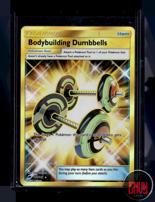 Bodybuilding Dumbbells LP 161/147 Secret Rare Burning Shadows Pokemon