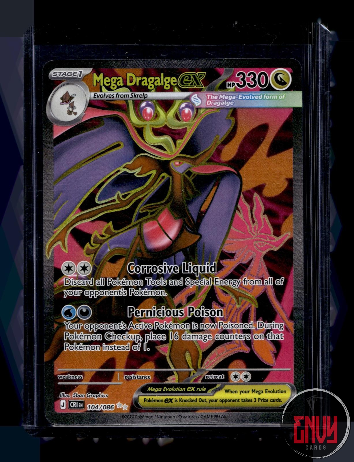 Mega Dragalge ex Near Mint 104/086 Ultra Rare Chaos Rising Pokemon
