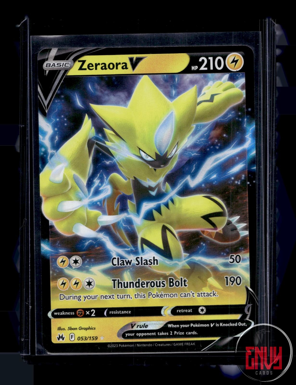 Zeraora V Near Mint 053/159 V Rare Crown Zenith Pokemon Holo