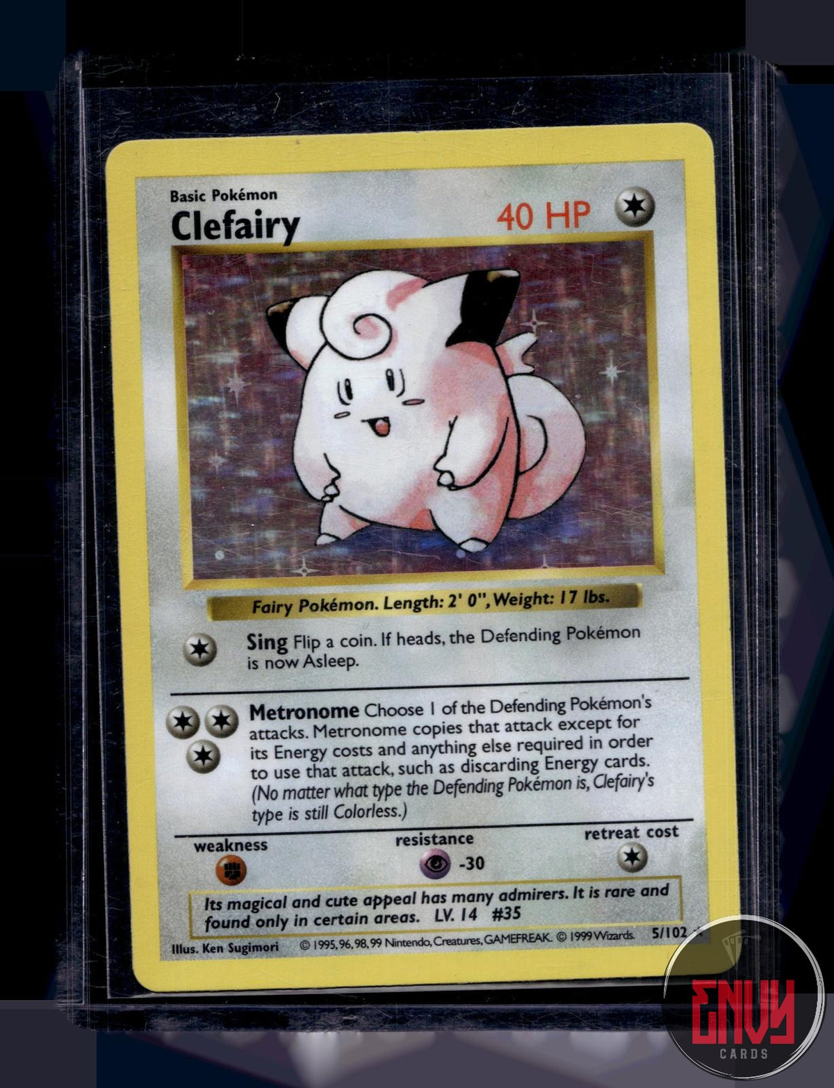 Clefairy HP 5/102 Holo Rare Base Set Shadowless Pokemon Unlimited Holo
