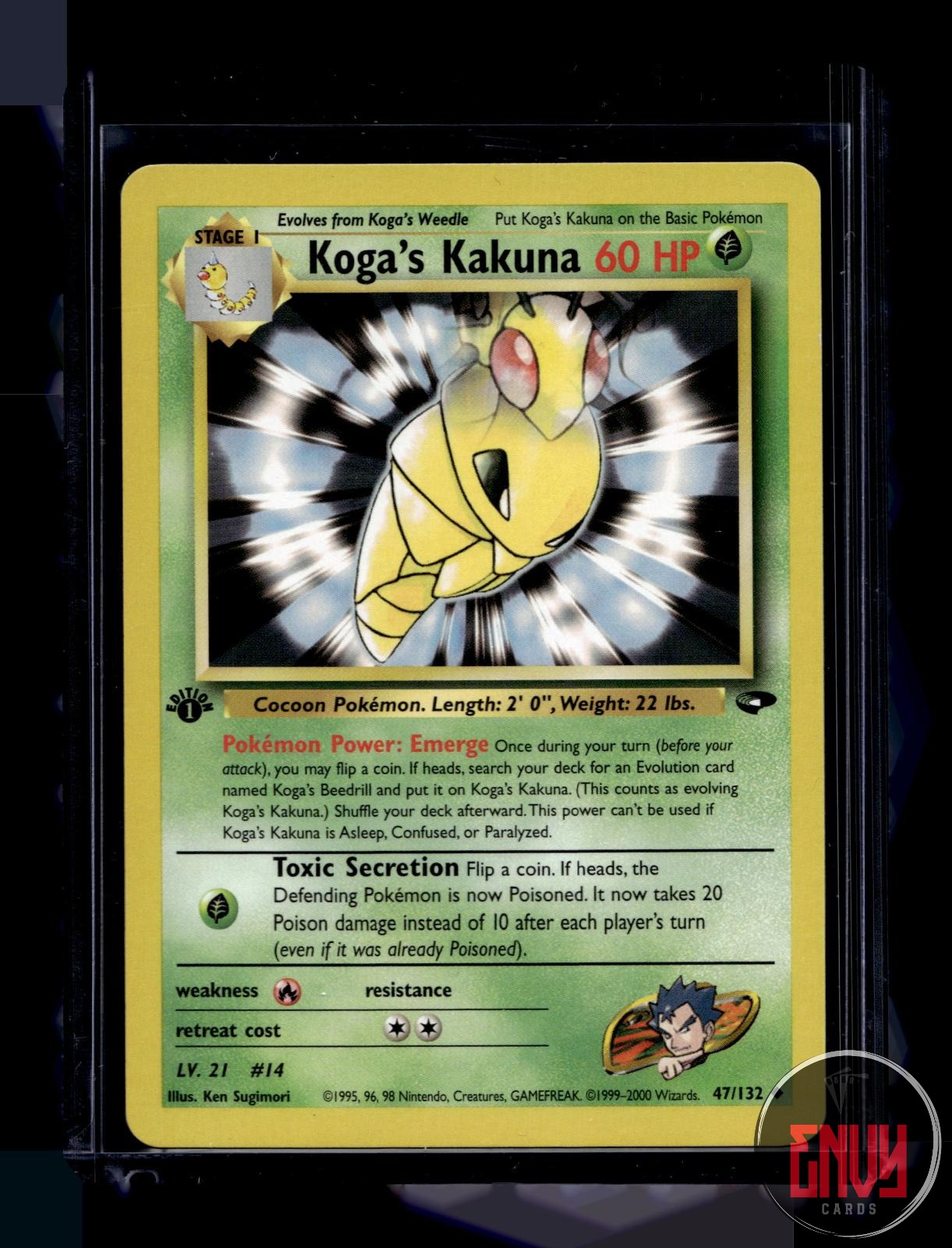 Koga's Kakuna Lightly Played 47/132 Uncommon Gym Challenge Pokemon 1st Edition