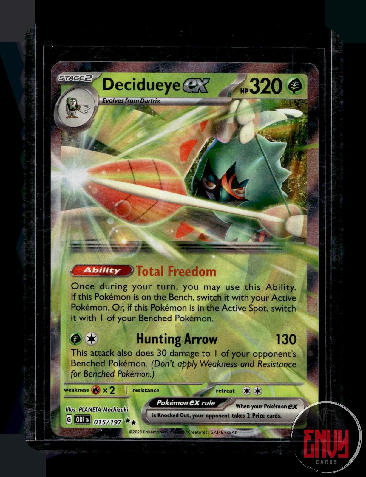 Decidueye ex Near Mint 015/197 Double Rare Obsidian Flames Pokemon