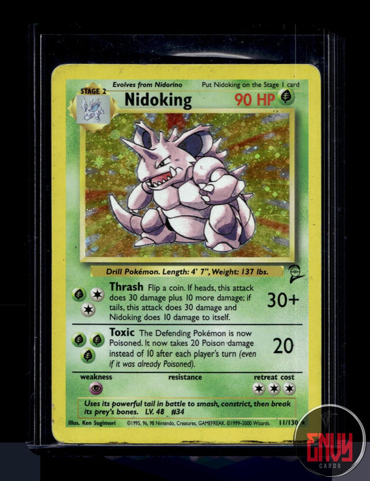 Nidoking Damaged 11/130 Rare Base Set 2 Pokemon Holo